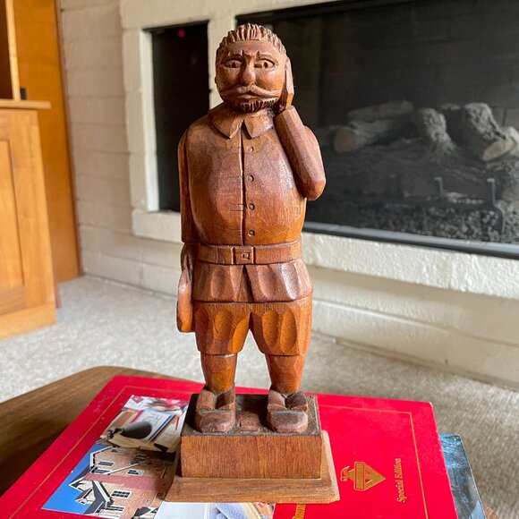 Vintage Wood Carved Man Figure Farmer Peasant Primitive Rustic Folk Art - Picture 2 of 10